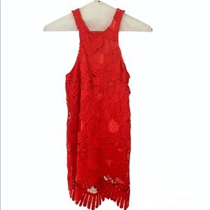 LOVERS + FRIENDS Red Lace Mini Dress, Size XS